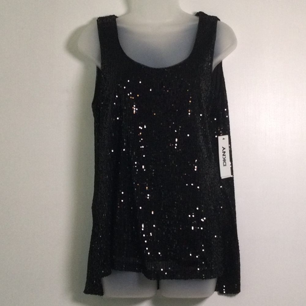 DKNY Black Sequin Sleeveless Top